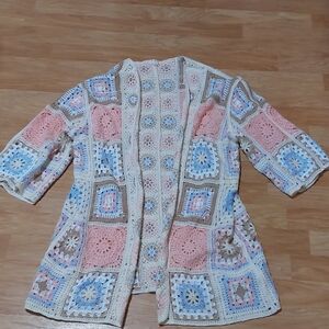 POL Pastel Granny Square Cardigan. NWOT
